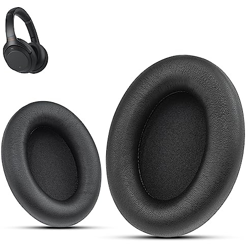 Krone Kalpasmos Professionelle Sony wh1000xm3 Ersatz-Ohrpolster, kompatibel Sony WH-1000XM3 Kopfhörer mit Geräuschunterdrückung, luxuriöses weiches Leder, Memory-Schaum, Schwarz