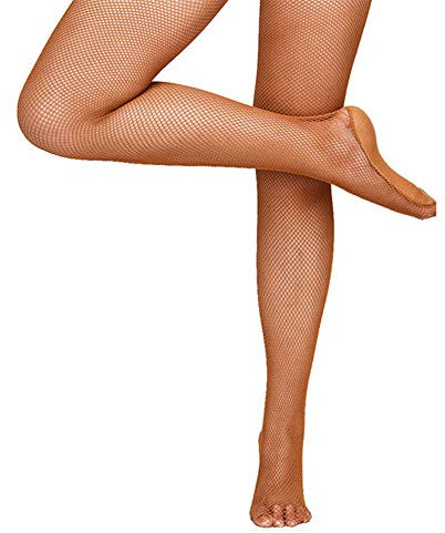 Juplizy Collant da Donna in Nylon Sexy Calze a Rete Elastico, Marrone Chiaro