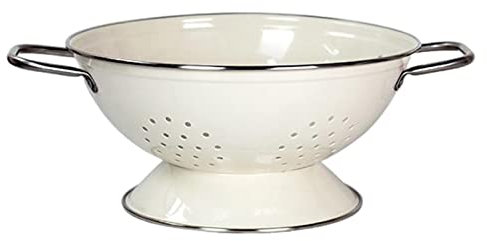 Milageto de Retro Francesa, Cuenco de Drenaje, colador de Verduras Multiusos con, Cuenco Decorativo para Servir para encimera de, Blanco Grande