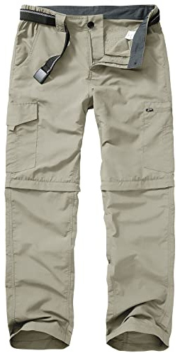 mosingle Walking Hiking Trousers Mens, Safari Zip Off Lightweight Quick Dry Convertible Travel Fishing Cargo Breathable Outdoor Pants Apricot