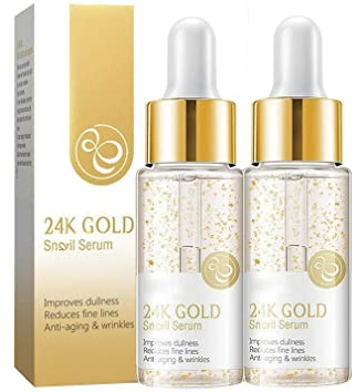 2Stück 24k Gold Gesichtsserum, Gesichts Serum, 24k Gold Facial Essence mit Hyaluronsäure für die Hautpflege, Anti-Aging Serum für Falten, Firms Skin Essence Feuchtigkeitsserum für Frauen