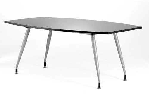 OPO Impulse Freestanding 1800/2400mm High Gloss Writable Rectangular Boardroom Table Cantilever Leg | Sturdy Build Weather & Heat Resistant Melamine Finish Meeting Table Black 1800