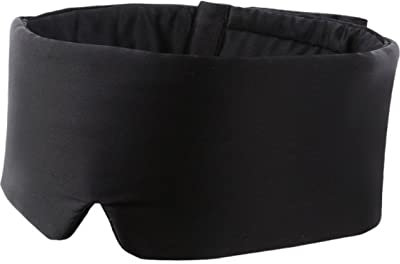 MOLUCI Verbreiterte Schlafmasken-Augenbinde aus Seide mit Seidenfüllung und Klettverschluss für vollen Schlaf, Verdunkelungs-Augenabdeckungen mit Rauschunterdrückung,Schwarz
