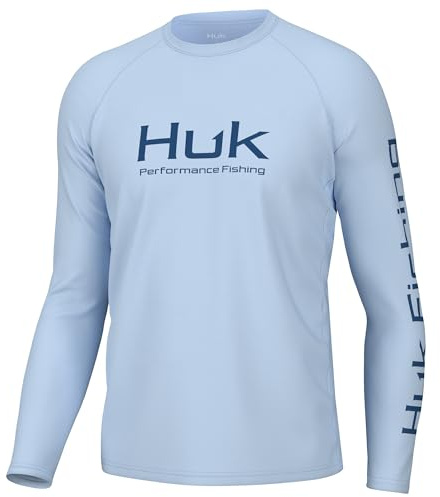 HUK Mens Pursuit Vented Long Sleeve Shirt, +30 UPF Fishing Shirt, Ice Water, XX-Large
