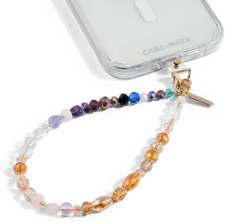 Case-Mate Phone Charm with Beaded Crystals - Detachable Anti Theft Strap - Hands-Free iPhone Wrist Strap for Women - Phone Chain Wristlet - Fits Galaxy, Pixel and More - Boho Crystal