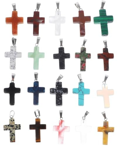 EXCEART 220 Pz Perle Incrociate Naturali Per Braccialetti Fai Da Te Ciondoli Croce Pietra Turchese Per Creazione Gioielli E Decorazioni Artigianali