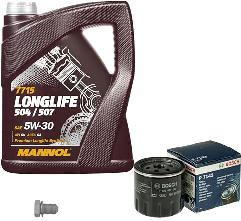 Inspektionspaket Wartungspaket Filterset mit 5 L Motoröl Longlife 5W-30, Ölfilter, Verschlussschraube