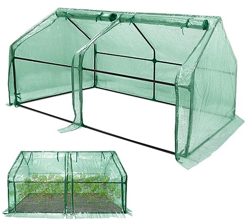 SUBTLETY Serre da giardino, 180 x 90 x 90 cm, resistenti all'inverno, set da 140 g/m², in HDPE, impermeabile, con 2 tapparelle, controllo climatico, casetta per pomodori, per giardino, balcone (verde)