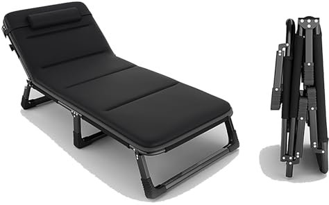 Klappbett Mit Matratze Klappbar, Gästebett Tagesbett Schlafsessel Camping Bett Für Erwachsene, Campingbett Reisebett Aus Metall Mit Rollen, Maximale Belastung 150kg, 194×75×28cm ( Color : Nero , Size