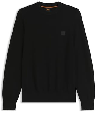 BOSS Hommes Anion S Pull en Coton piqué avec écusson à Logo