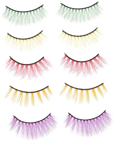 Beatifufu 5 Paare Bunte Falsche Wimpern Handgefertigte Künstliche Wimpern für Frauen Weich und Wiederverwendbar Ideal für Makeup und Party Looks