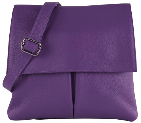 modamoda de - T63LEDER - Borsa a tracolla da donna in pelle, Lilla, s
