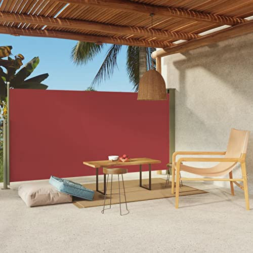 Homgoday Einziehbare Seitenmarkise für Terrasse, 160 x 300 cm, Rot, Möbel, Outdoor-Zelt für Privatsphäre, Markise für Garten, Balkon, Sonnensegel für den Außenbereich, Seitenvorhang für Terrasse im
