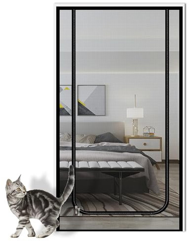 Fliegenvorhang für Türen, Insektenschutztür, Fliegengitter ohne Bohren, Fliegengitter für Schiebetür, Wohnzimmer, Breite 80 x 200 cm, Position 2