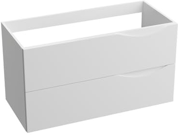 lavita Waschbeckenunterschrank Badezimmerschrank Minnesota Weißer Glanz 1000 Badschrank Waschtischschrank Schrank 100cm Breit Badezimmermöbel Lackierte Platte 46x100,5x54,2cm Montierte Möbel