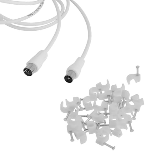 Reulin 2.5M Câble Coaxial Fin 3C2V Câble d'Antenne TV Mâle-Femelle 2.5 M avec Clips pour Antennes Téléviseurs Amplificateurs de Signal Répartiteurs HDTV DVB-T RF Nickelé 2.5.0 mètre
