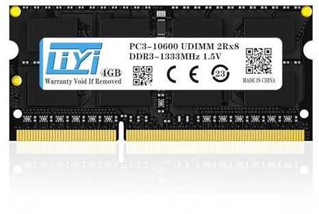 LIYI Memoria RAM DDR3L/DDR3 4GB 1333MHz PC3L-10600/PC3-10600 CL9 2Rx8 204-Pin sin ECC sin búfer 1.35V/1.5V RAM para ordenador portátil SODIMM Notebook RAM RAM actualización del módulo RAM