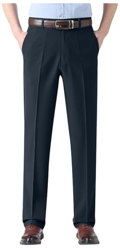 Pantalon Habillé Homme de Costume Business avec Fermeture À Bouton - Coupe Droite, Poches Inclinées, Chino Décontracté Mode Et Ample Confortable