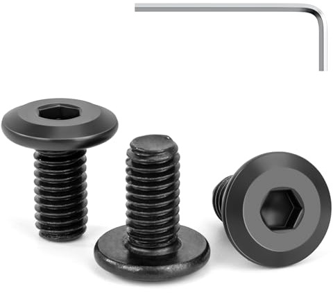 Tunejoy Flachkopfschrauben Schwarz M6 x 12 mm Flachkopf Schrauben Edelstahl A2 V2A Möbelschrauben Innensechskant Vollgewinde mit Inbusschlüssel 30 Stück