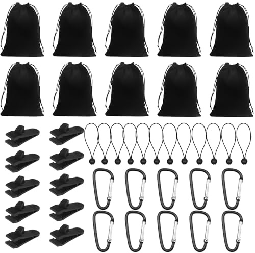 LUPATDY Set of 40 Gazebo Weight Bags for Outdoor Curtains, 10 Weight Bags and 10 Carabiners, 10 Clips, 10 Elastics, Weight Bags, for Attaching Outdoor Curtains, Tents, Tablecloths