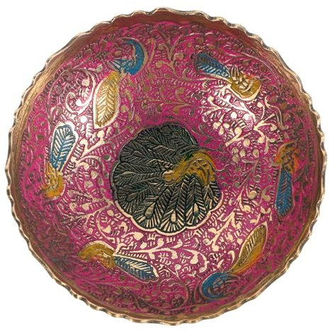 PHENOFICE Fruit Bowl Copper Serving Bowl Decorative Kitchenware Carved Brass Fruit Basket Multipurpose Tray Table Decor Home Offering Plate