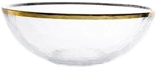 Glass Dinner Plates Set with Golden Border Large Salad Bowl for Fruits and Vegetables Elegant Dessert Noodle Soup Bowl Kitchen Tableware for Home 10 inch Salad Plates