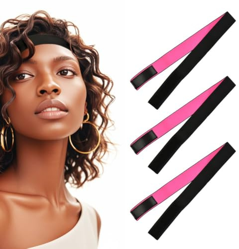 3 Pieces Wig Band for Melting Lace Adjustable Wig Edge Band Elastic Grip Headband to Hold Wigs in Place (3.0cm)