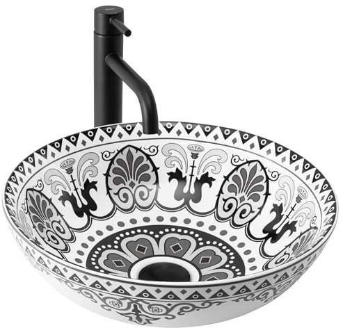 GTM Designs Aufsatzwaschbecken Glanz - Modern Waschbecken ohne Hahnloch - Elegant Aufsatzwaschbecken Oval für Badezimmer und Gäste WC - nur Bad Waschbecken - Modell 6