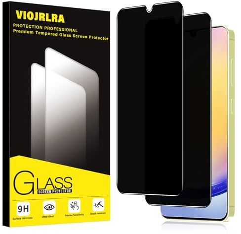 Viojrlra Privacy Pellicola Protettiva per Samsung Galaxy A25 5G Vetro Temperato Anti-Spy,Durezza 9H Ultra Resistente Anti Graffio Anti-Impronte Pellicola Prottetiva,Senza Bolle, HD, Pacco da 2