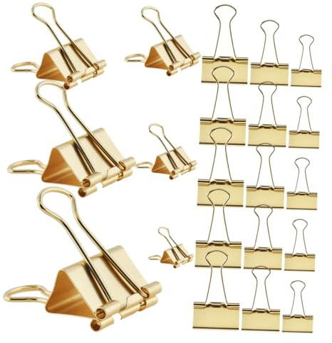 DIYEAH 42 Pinces à Papier Métalliques Dorées, Clips Bureau Polyvalents en Métal, Résistants et Élégants pour Organiser Documents Workspace ou Bureau