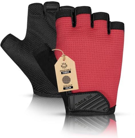SAGA SPORTS Kids Cycling Gloves, Half Fingerless Anti-Slip Kids Bike Gloves for Boys & Girls