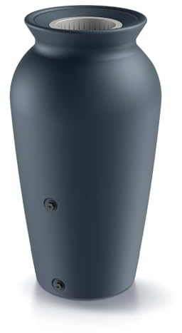 Velcan Decorative Rainwater Tank – Garden Water Butt, Frost & UV Resistant, Standalone Rain Collector with Filter (Anthracite, 120 L)
