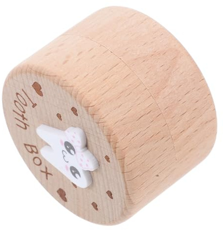 CLISPEED Caja de Madera para Dientes de Leche Niño Lindo Cofre de Colección para Recuerdo Infantil Portadientes Hada para Guardar Diente Suelto