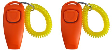 XuQiZZpp 2 Stück Multiuse Training Clickers Pfeifen für Hund Haustier Gehorsam Werkzeug Trainingszubehör mit Handgelenkschlaufe Hundeklicker