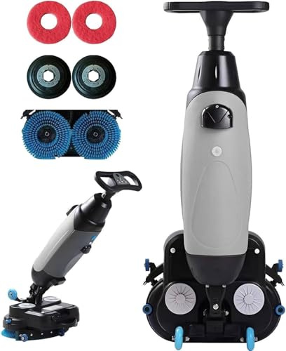 Drmoxin Industrial Electric Floor Scrubber, 3-in-1 Washer and Dryer, Dual Tank System, Cordless Floor Cleaner for Tile, Concrete, Wood, Ideal for Office, Hotel, Warehouse Grey