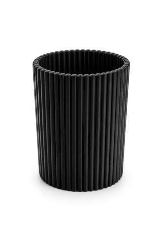 CABU Runder Stiftehalter Schwarz, Stifthalter Stiftebox, Stiftebecher Stifte Halter für Büro/Schule, Pencil Holder Stifte Aufbewahrung – Modern Matt für Büro, Homeoffice & Kosmetik (1)