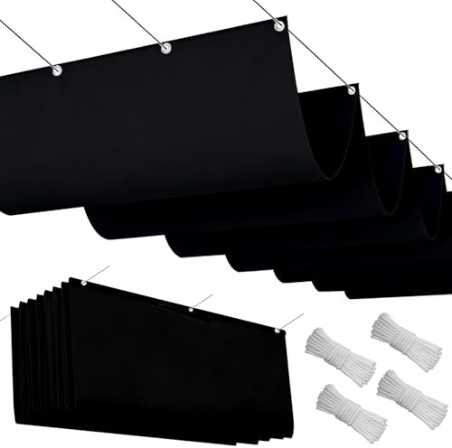 Tettoia di Ricambio per Pergola Retrattile 160 x 400 cm Impermeabile Protezione Raggi UV 95% Tenda da Sole Poliestere Antistrappo con Corde per Giardino Terrazzo Balcone, Nero