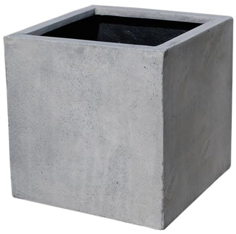 VIVANNO Pflanzkübel Fiberglas Block 40x40x40 cm - Beton-Design Grau | Frostsicherer Blumenkübel Quadratisch für Außen & Innen - Wetterfester Pflanztopf Würfel mit 64 L Volumen