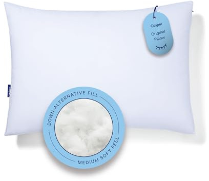 Casper Sleep Original Pillow, King Size – Medium Soft Feel, Down-Alternative Fill, Supports Side, Back & Stomach Sleepers, Neck Pain Relief, Machine Washable