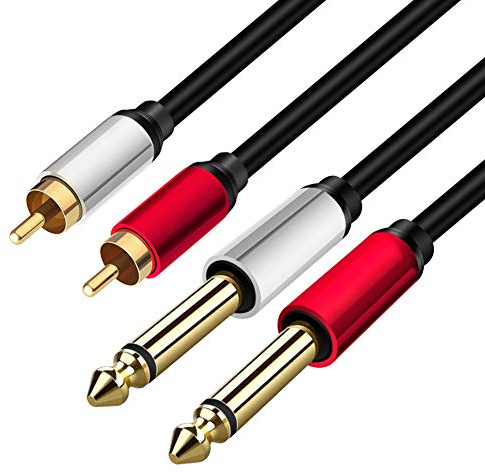 Yeung Qee 2 x 6.35 mm to 2RCA Cable,Dual 1/4 inch TS Stereo Jack Male to 2 RCA Male Stereo Audio Cable Splitter Adapter (5M)