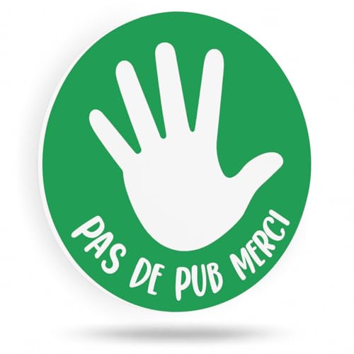 Plaque gravée pour boite aux lettres Pas de Pub Merci autocollante 8x8cm Vert Clair