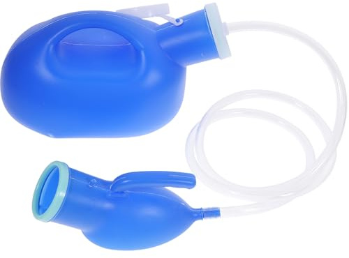 DOITOOL 1 Set tragbare Urinflasche für Herren, Urinal-Drainage-Topf, Auto, Urinflasche mit Schlauch, auslaufsicher, Unisex, Urinflasche mit Handhalter (blau)
