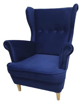 MartHome Einzelsofa Loungesessel Wohnzimmersessel, Stoffsessel - Relax Sessel TV Ohrensessel, Bequemer Loungesessel Wohnzimmer - Skandinavischer Sessel (Marineblau A14)