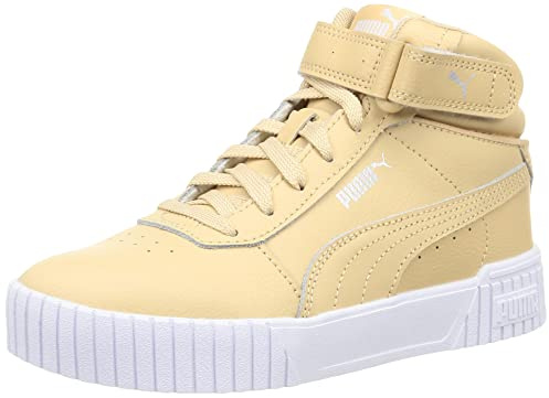 PUMA Dam Carina 2.0 Mid Sneaker, Ljus sand ljus sand Puma Silver Puma Vit, 38.5 EU