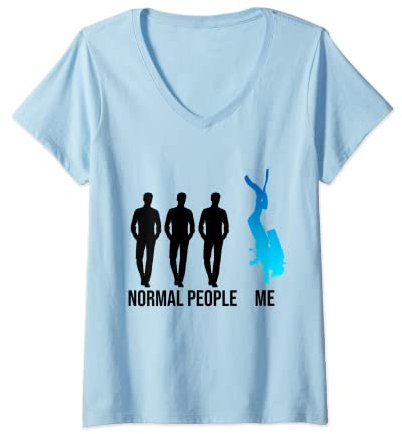 Damen Normal People Me Scuba Diver Unterwasser-Apnoe-Taucher Schnorchel T-Shirt mit V-Ausschnitt