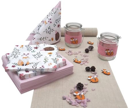 ZauberDeko Tischdeko Kindergeburtstag Mädchen Geburtstag Fuchs Rosa Waldtiere Set