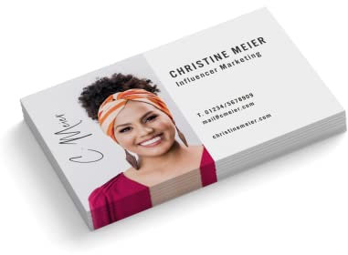 Visitenkarten personalisiert | mit Foto | Influencer Marketing | 1-seitig | Querformat | Menge + Papier zur Auswahl | selbst gestalten | hochwertiger Druck | 350 g Qualitätsdruck (250 Stück)
