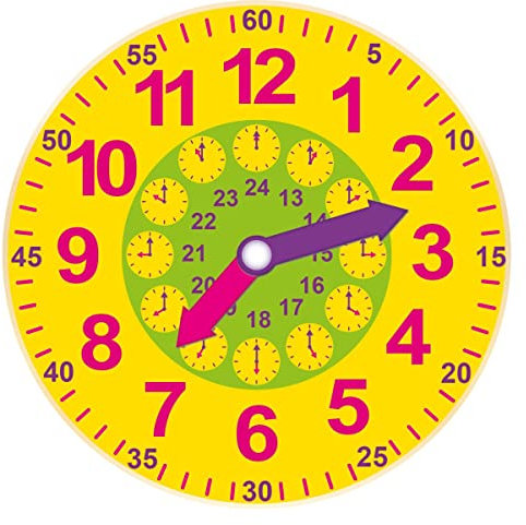 Scout Kinder Lernuhr Holz gelb-pink-lila 210000005