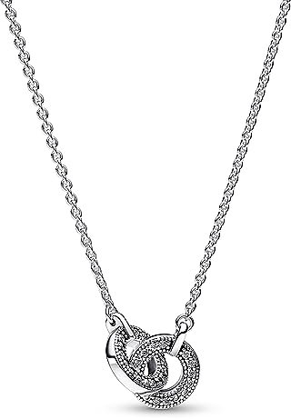 Pandora Signature Intertwined Pavé sterling silver pendant necklace with clear cubic zirconia