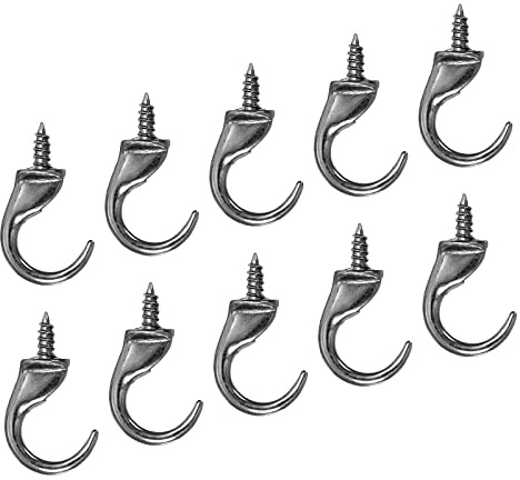 YOKIVE 6 Pcs Ceiling Hanging Hook, Wall Mounted Screw-in Hook Hanging Plants, Great for Office, Home, Daily Use (Grey, 1.9x1.1-Inch)